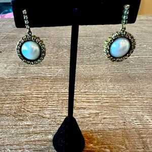 Pearl and Zirconia Drop Earrings